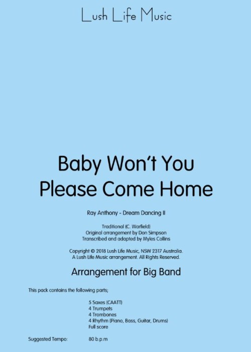 Baby Won't You Please Come Home (Jazz Ensemble - Score and Parts)